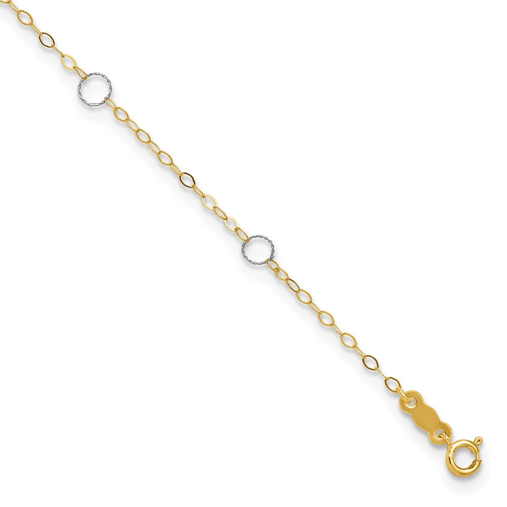 14k Two-Tone Circle 9in Plus 1in ext  Anklet