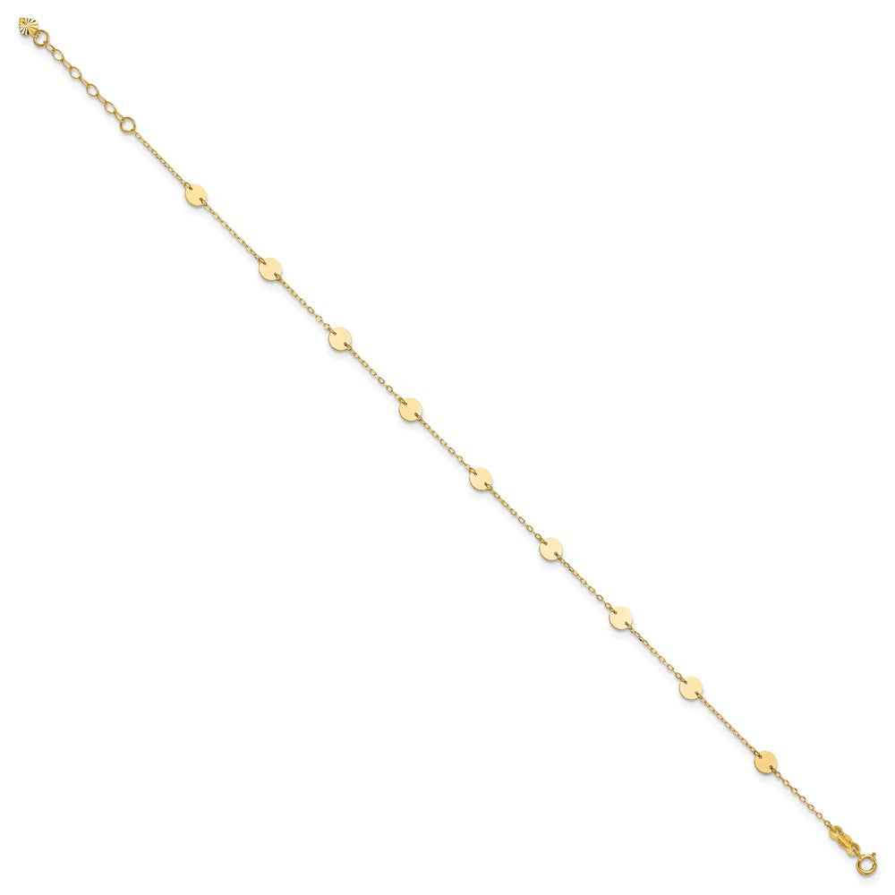 14K Polished Disc 9in Plus 1in ext. Anklet