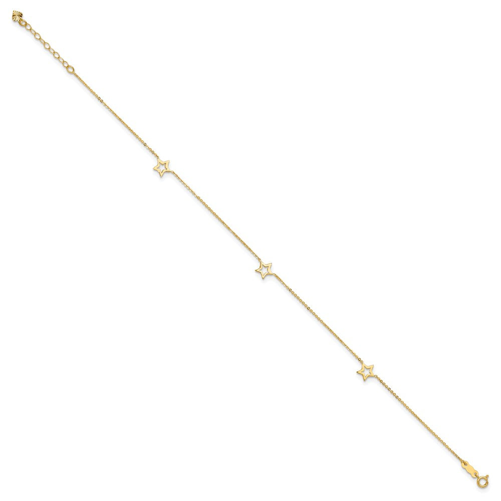 14K Adjustable Star 9in Plus 1in extension Anklet