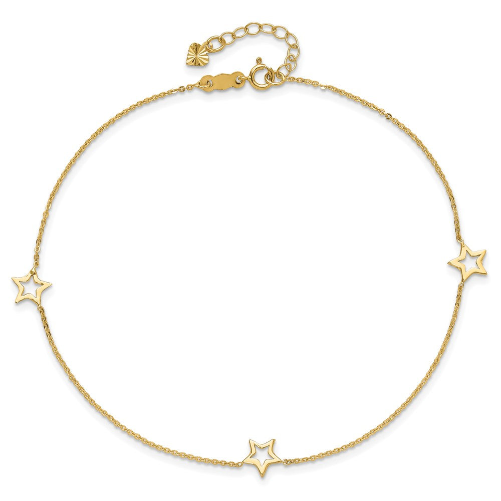 14K Adjustable Star 9in Plus 1in extension Anklet