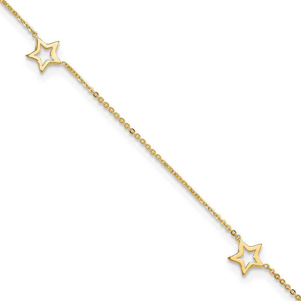 14K Adjustable Star 9in Plus 1in extension Anklet