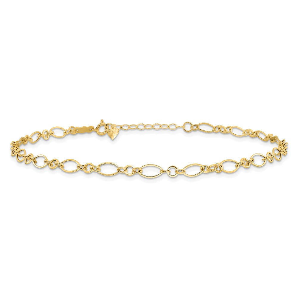 14k Fancy Link 9in with 1in ext Anklet