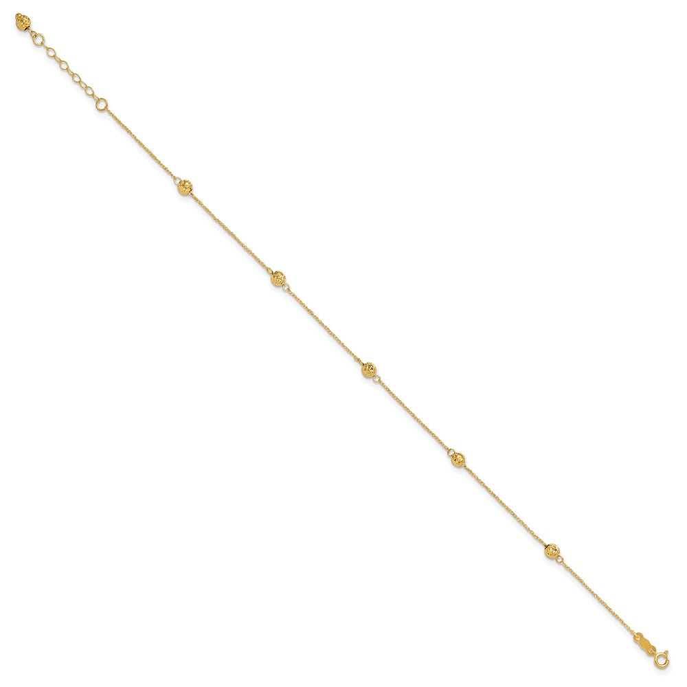 14k Diamond-cut Bead w/ 1in ext. Anklet