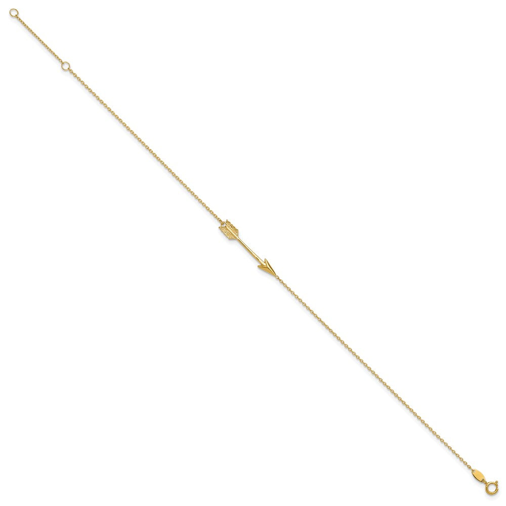 14K Polished Arrow 9in Plus 1in ext. Anklet