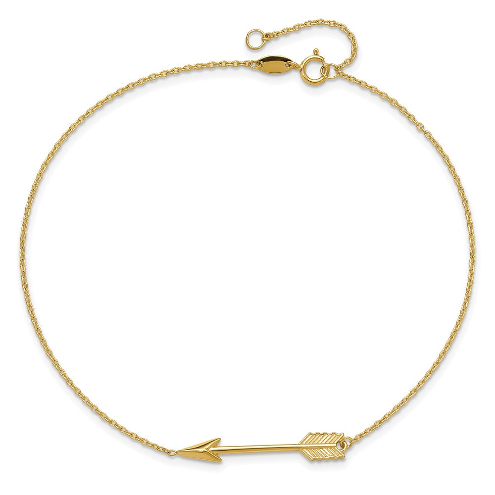 14K Polished Arrow 9in Plus 1in ext. Anklet