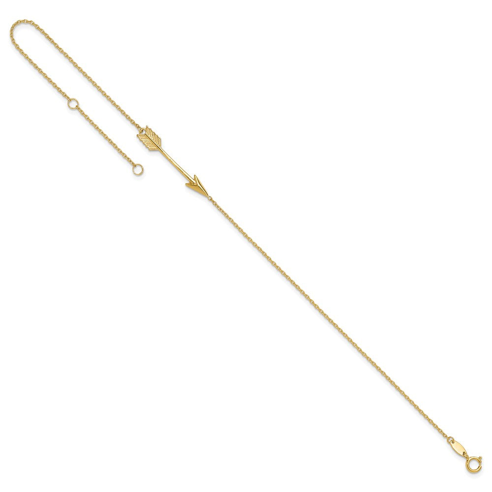 14K Polished Arrow 9in Plus 1in ext. Anklet