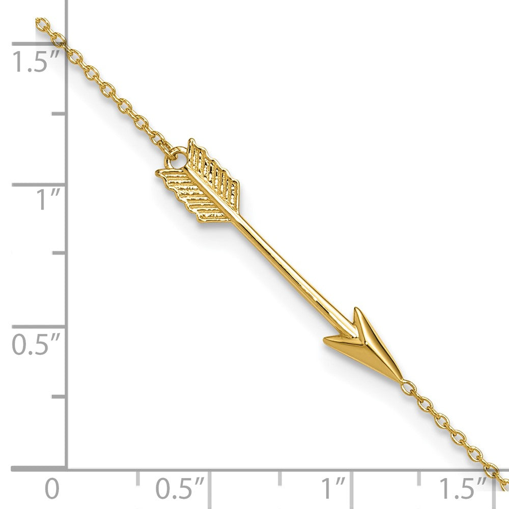 14K Polished Arrow 9in Plus 1in ext. Anklet