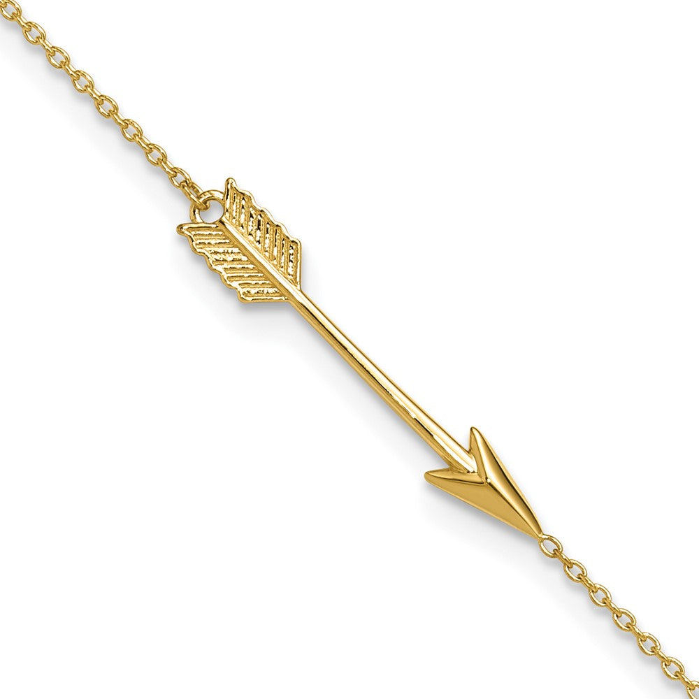 14K Polished Arrow 9in Plus 1in ext. Anklet