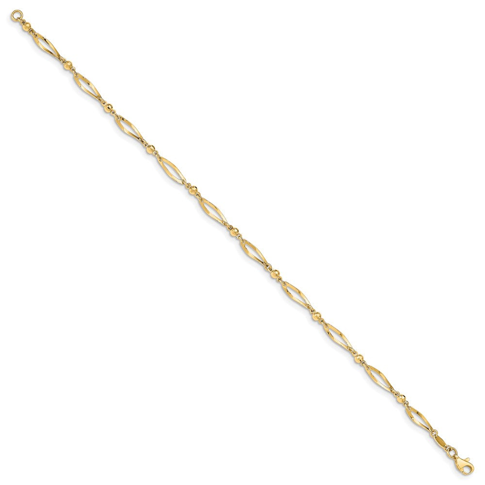 14k Polished and Diamond-cut 9in  Anklet