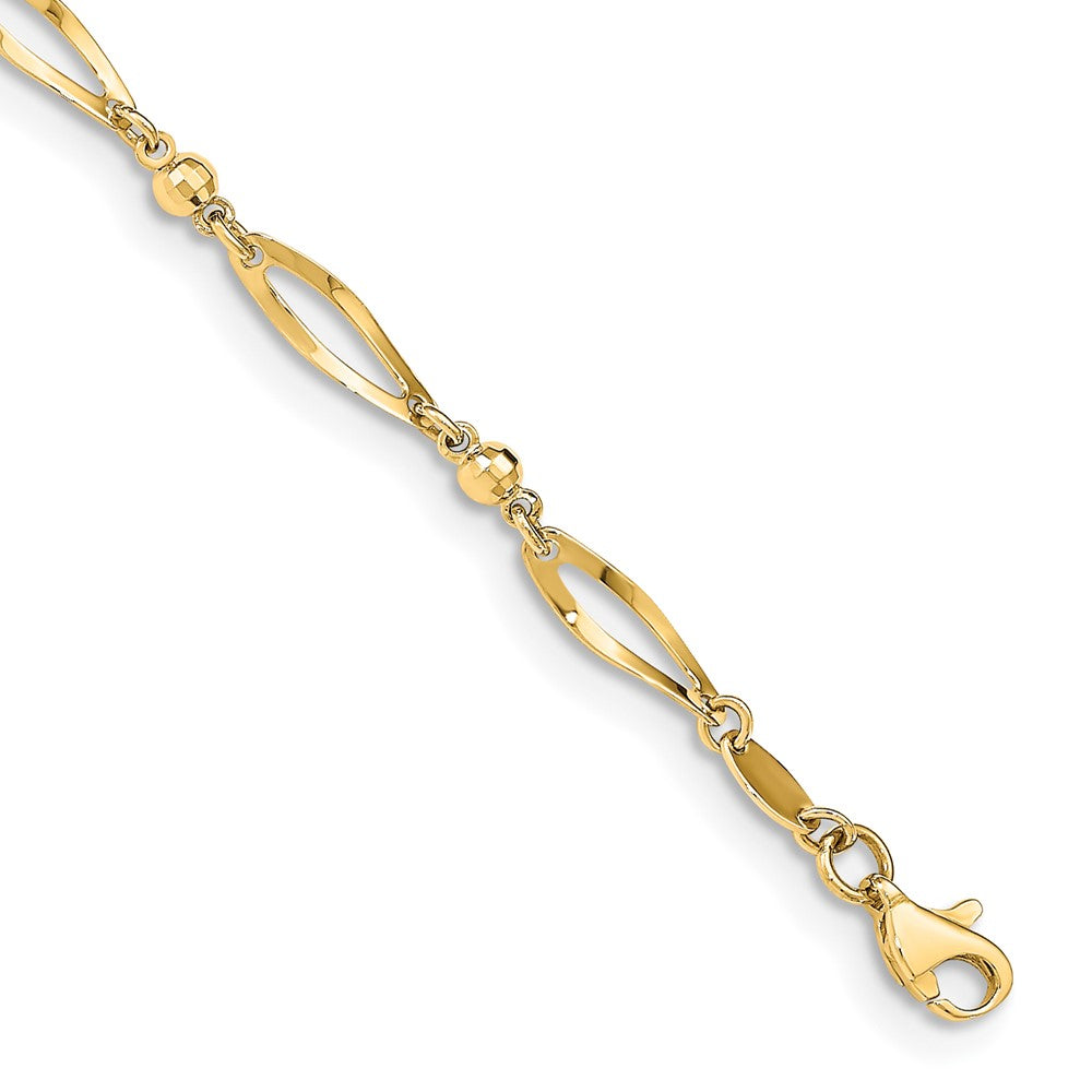 14k Polished and Diamond-cut 9in  Anklet