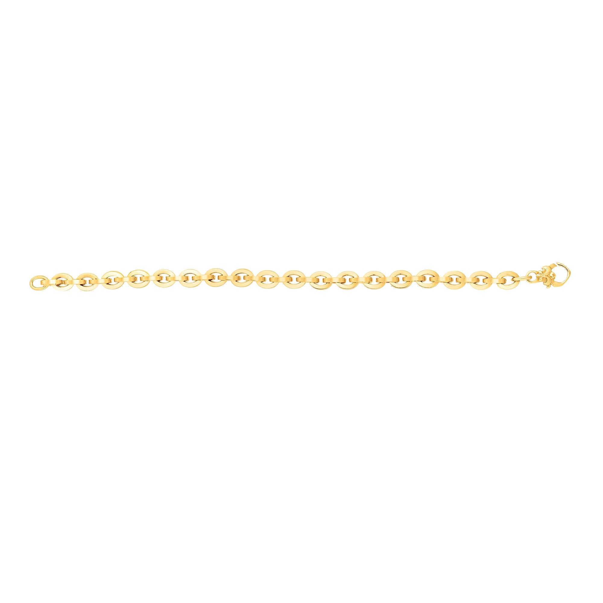 14K Yellow Gold 7.5" Polished Oval Heritage Link Bracelet