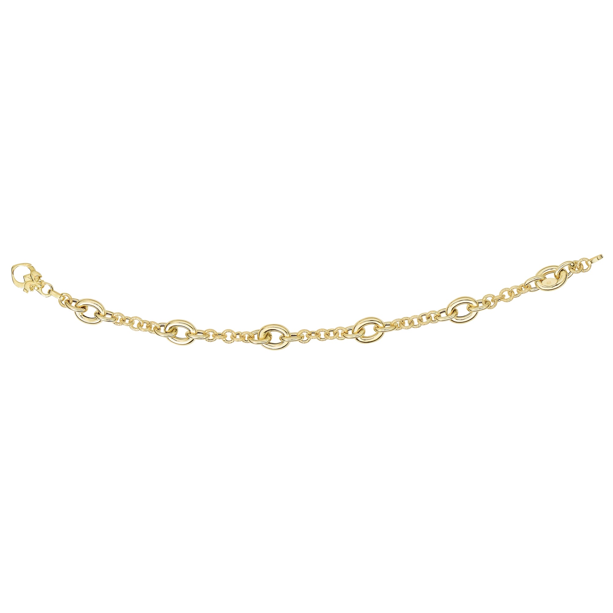 14K Yellow Gold 7.5" Oval Station Heritage Link Bracelet