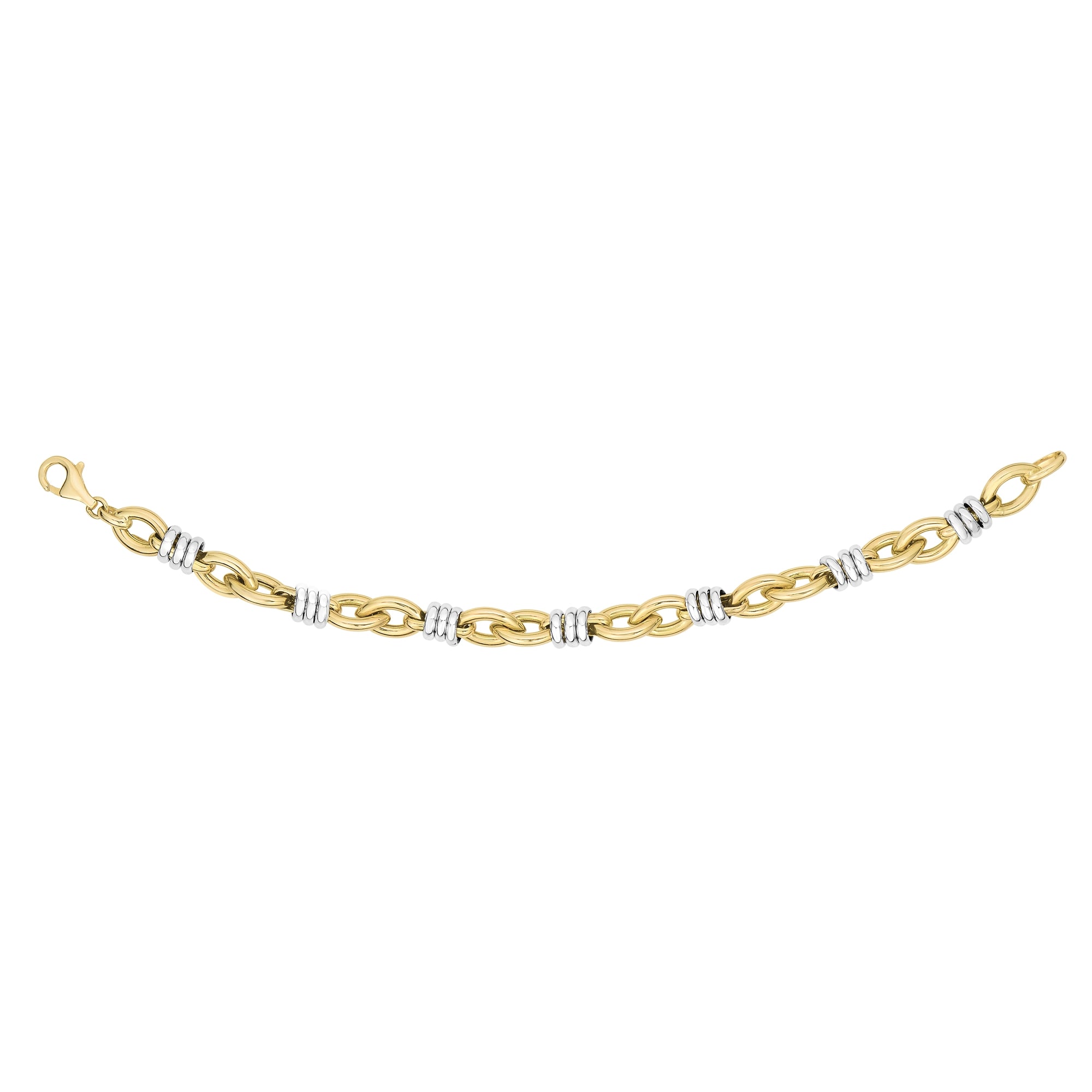 14K Two-tone Gold 7.75" Triple Bar Station Heritage Link