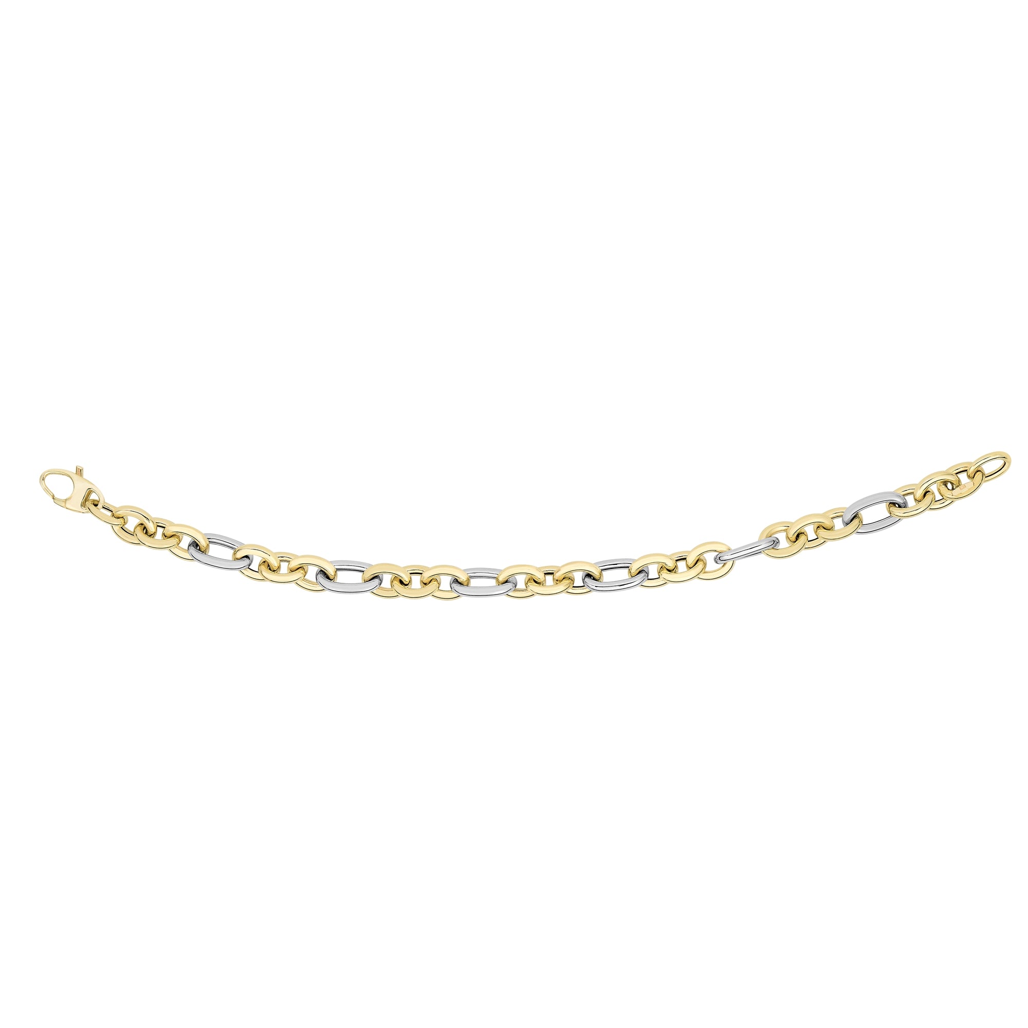 14K Two-tone Gold 7.25" Alternating Three Plus One Heritage Link Bracelet 