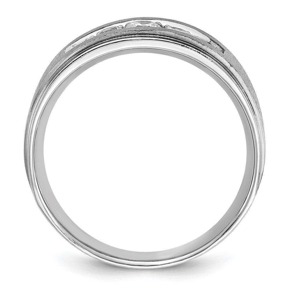 IBGoodman 14k White Gold Men's Polished and Brushed 5-Stone 1/2 Carat Lab Grown Diamond Ring