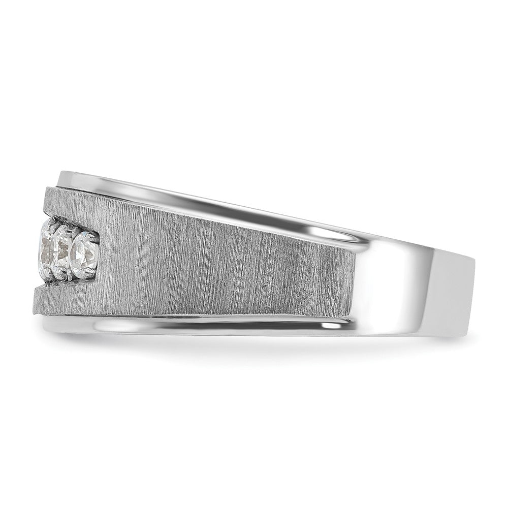 IBGoodman 14k White Gold Men's Polished and Brushed 5-Stone 1/2 Carat Lab Grown Diamond Ring