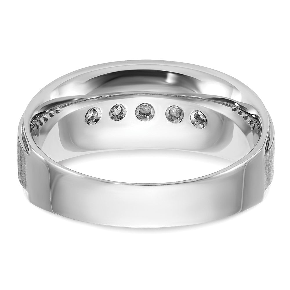 IBGoodman 14k White Gold Men's Polished and Brushed 5-Stone Ring Mounting