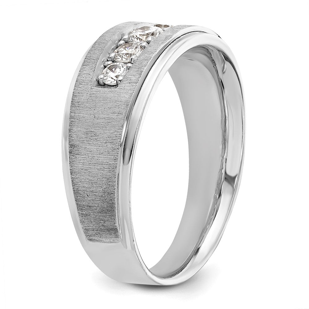 IBGoodman 14k White Gold Men's Polished and Brushed 5-Stone Ring Mounting