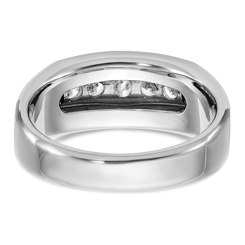 IBGoodman 14k White Gold Men's Polished and Brushed 5-Stone Ring Mounting