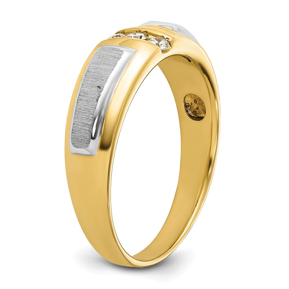 IBGoodman 14k Two-tone Men's Polished and Satin 3-Stone Ring Mounting