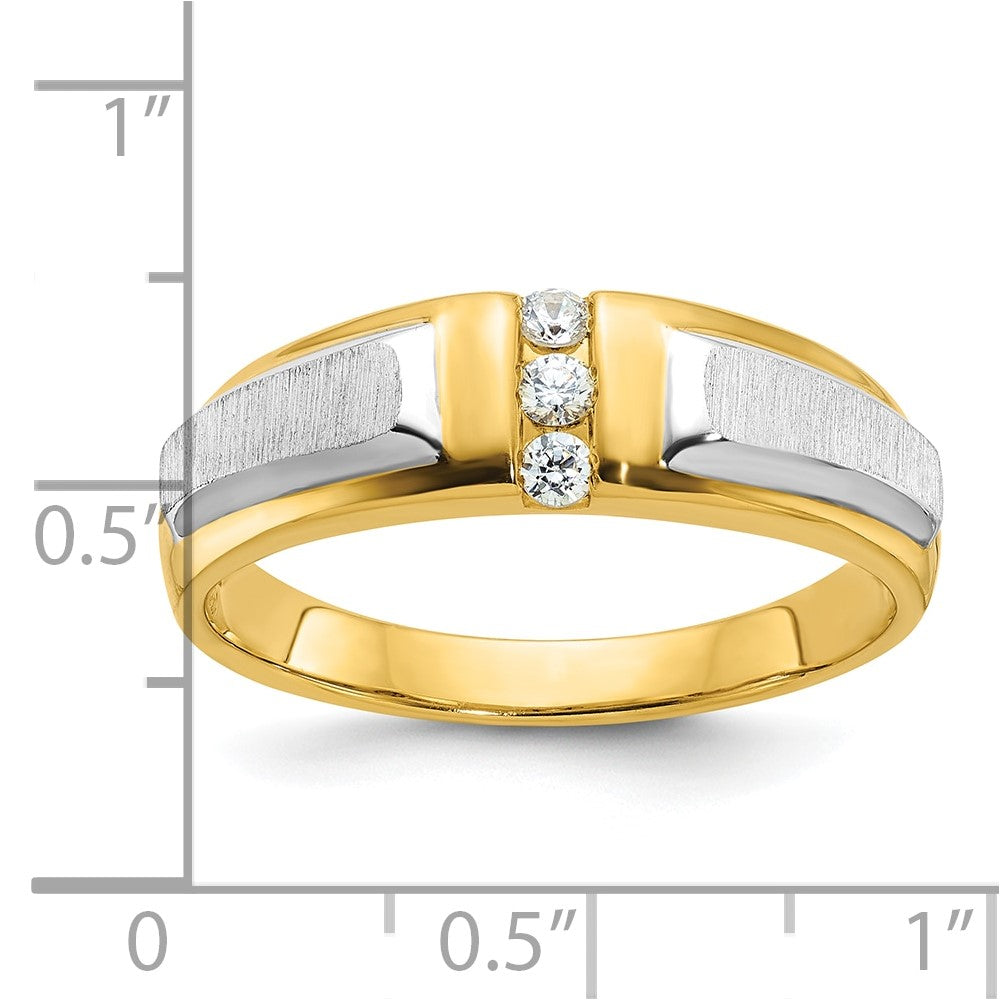 IBGoodman 14k Two-tone Men's Polished and Satin 3-Stone Ring Mounting