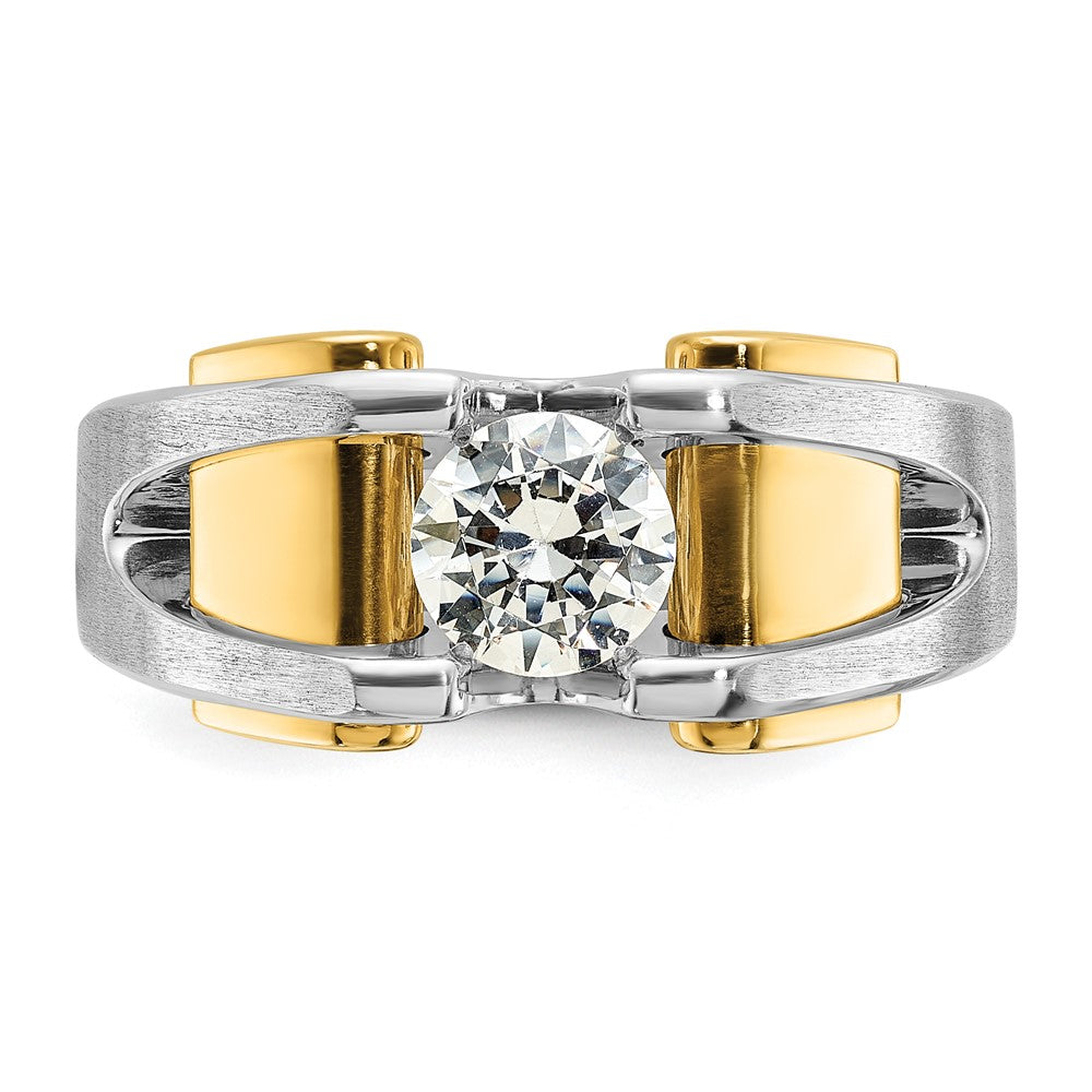 IBGoodman 14k Two-tone Men's Polished and Satin 1 Carat Lab Grown Diamond Ring