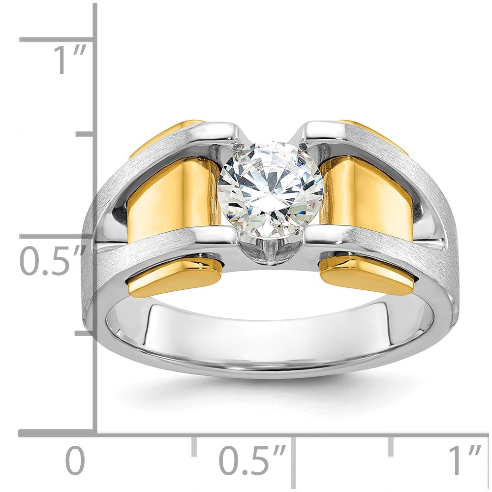 IBGoodman 14k Two-tone Men's Polished and Satin 1 Carat Lab Grown Diamond Ring