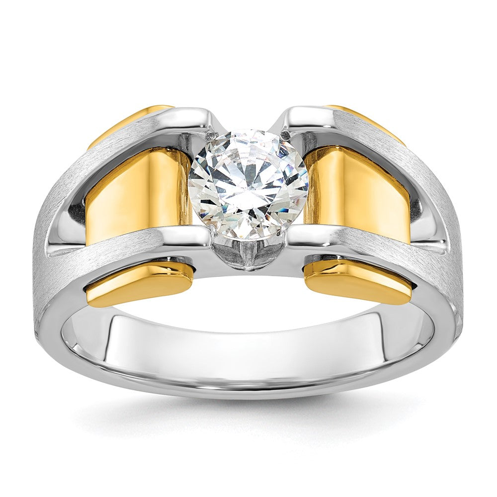 IBGoodman 14k Two-tone Men's Polished and Satin 1 Carat Lab Grown Diamond Ring