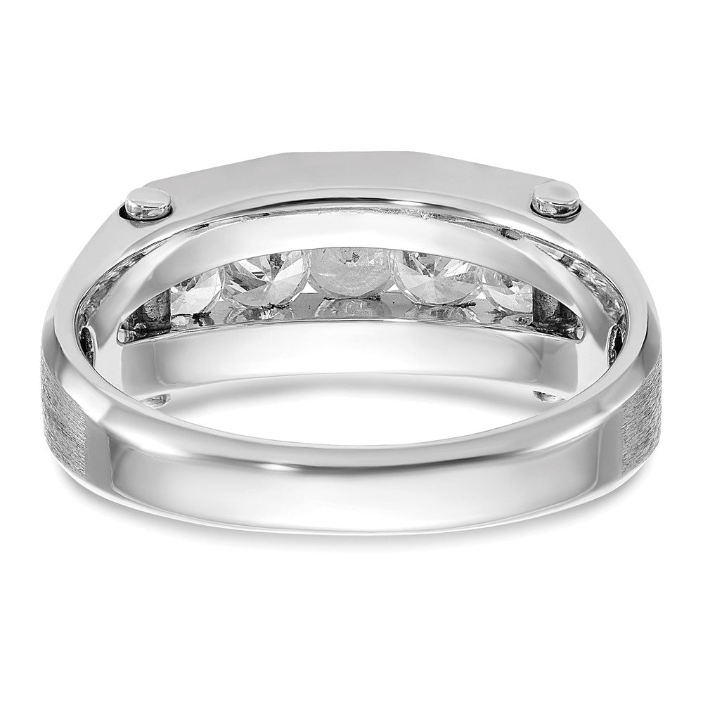 IBGoodman 14k White Gold Men's Polished and Satin 5-Stone 3/4 Carat Lab Grown Diamond Ring