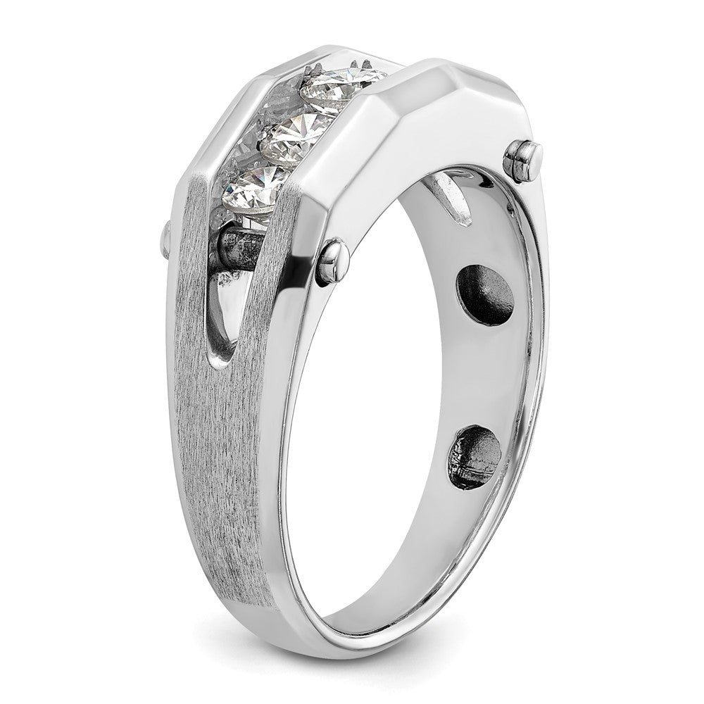 IBGoodman 14k White Gold Men's Polished and Satin 5-Stone 3/4 Carat Lab Grown Diamond Ring