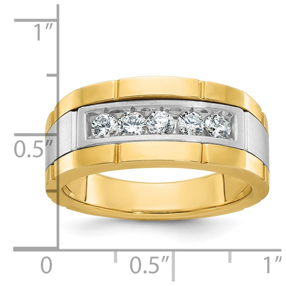 IBGoodman 14k Two-tone Men's Polished and Satin 5-Stone Ring Mounting