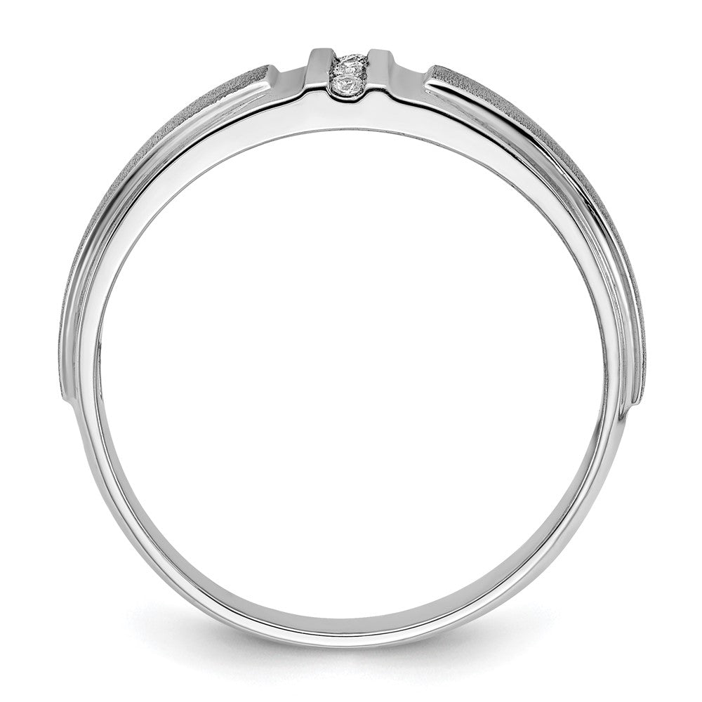 IBGoodman 14k White Gold Men's Polished and Satin 3-Stone Ring Mounting