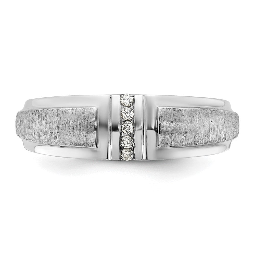 IBGoodman 14k White Gold Men's Polished and Satin 3-Stone Ring Mounting