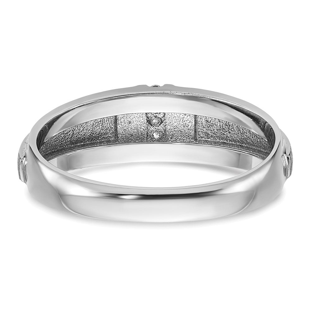 IBGoodman 14k White Gold Men's Polished and Satin 3-Stone Ring Mounting