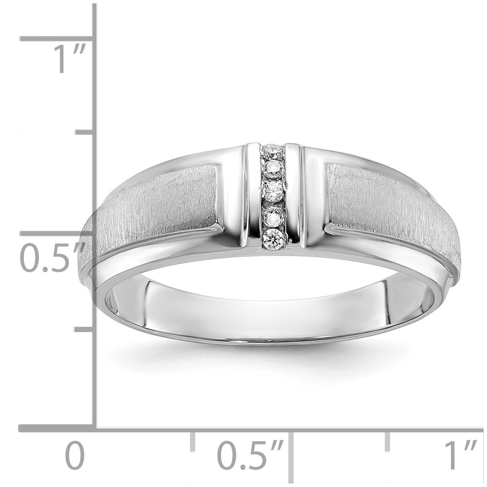 IBGoodman 14k White Gold Men's Polished and Satin 3-Stone Ring Mounting