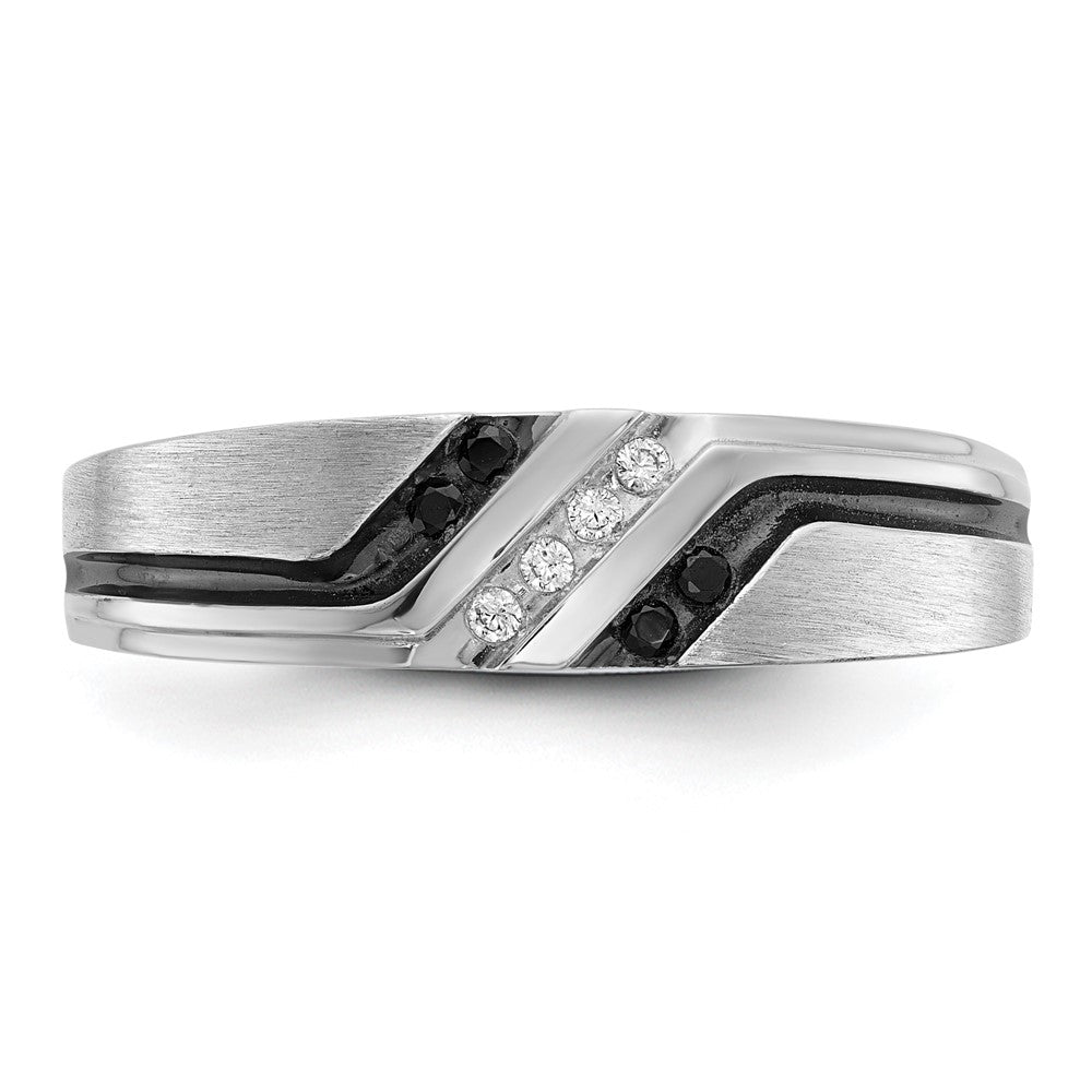 IBGoodman 14k White Gold Men's Polished Satin and Grooved Ring Mounting