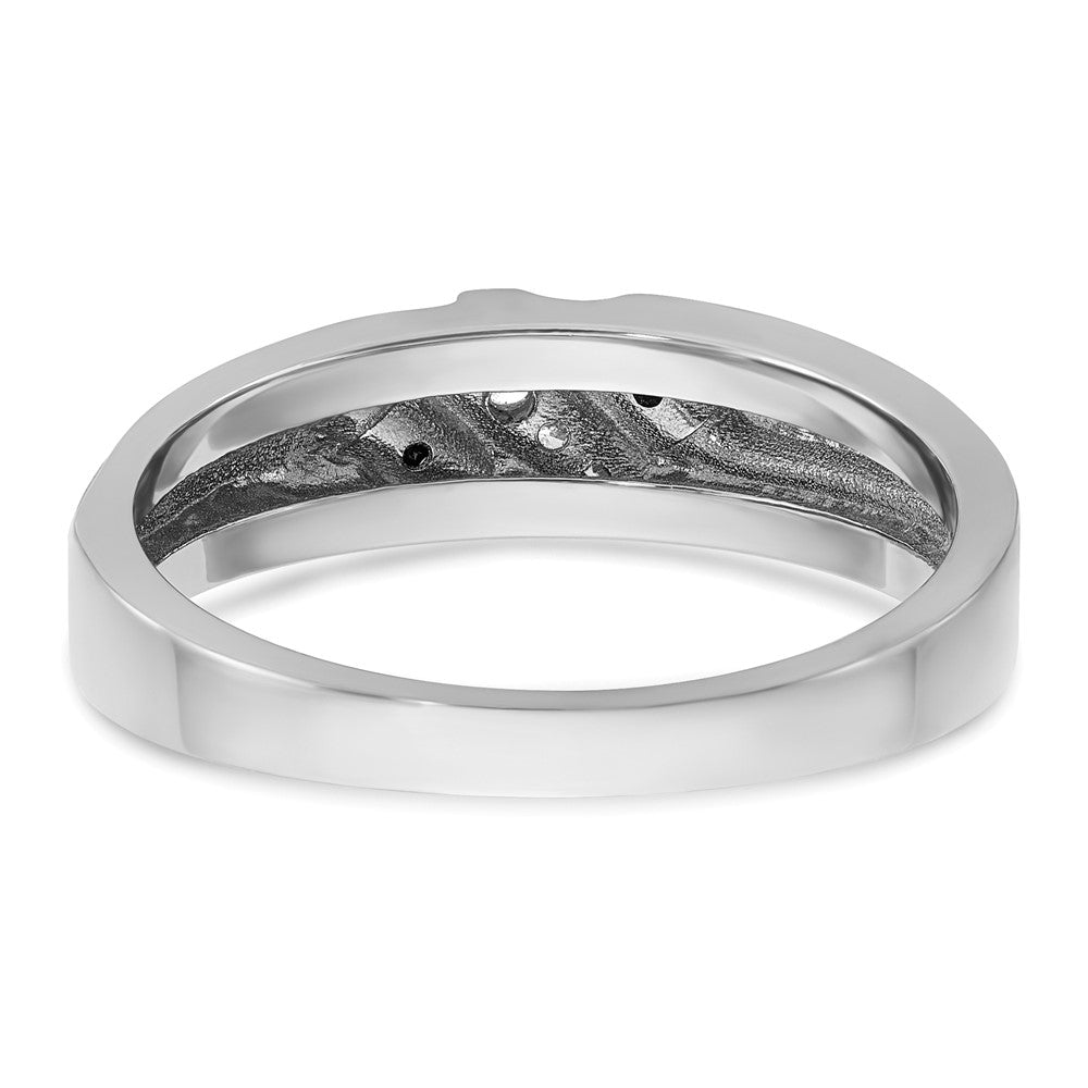 IBGoodman 14k White Gold Men's Polished Satin and Grooved Ring Mounting