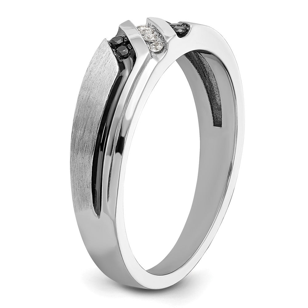 IBGoodman 14k White Gold Men's Polished Satin and Grooved Ring Mounting