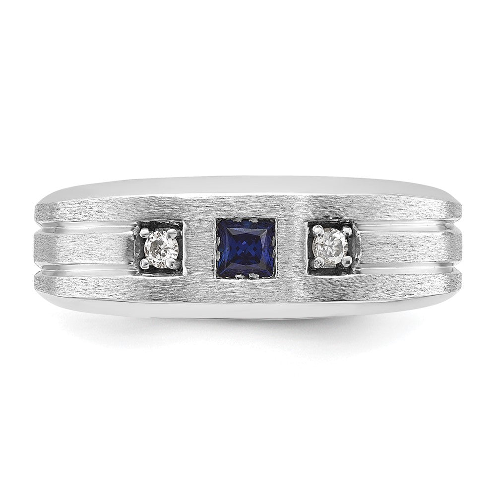 14k White Gold IBGoodman Lab Grown VS/SI FGH Dia & Cr. Sapphire Men's Compl