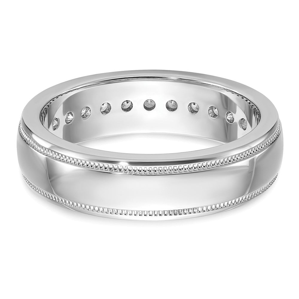 IBGoodman 14k White Gold Men's Polished and Milgrain 11-Stone Ring Mounting