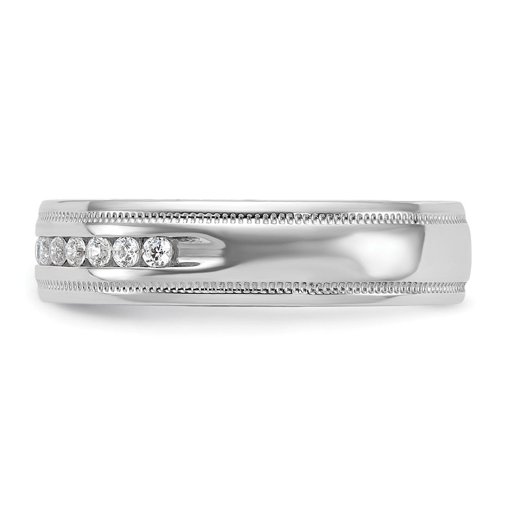 IBGoodman 14k White Gold Men's Polished and Milgrain 11-Stone Ring Mounting