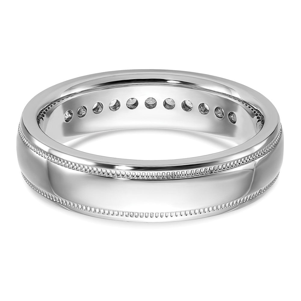 IBGoodman 14k White Gold Men's Polished and Milgrain 11-Stone Ring Mounting