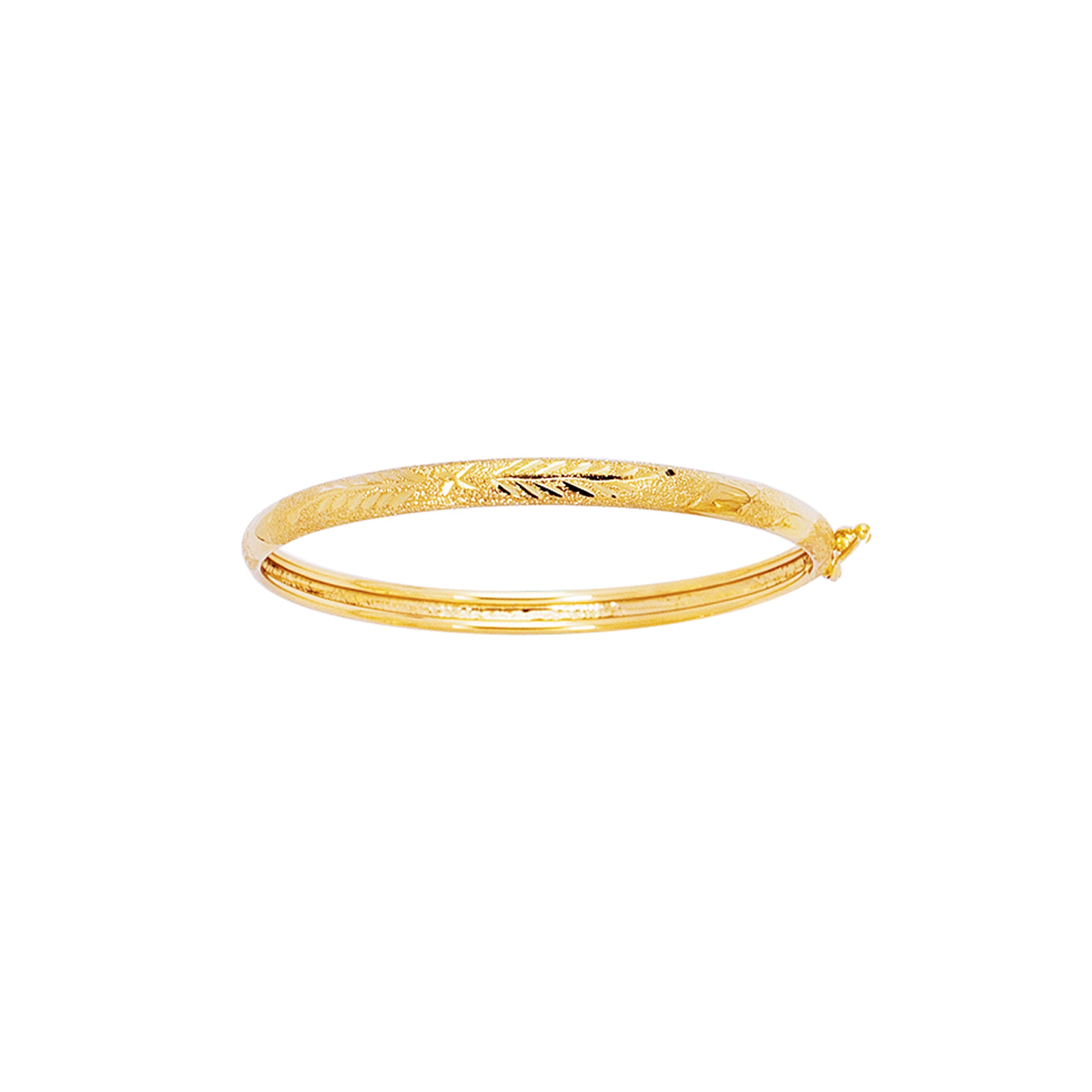 14K Yellow Gold 5.5" Filagree Pattern with Florentine Finish Children's Bangle