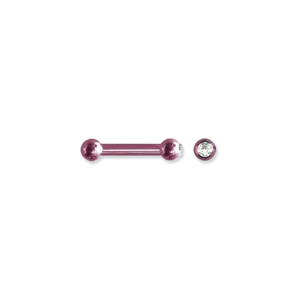 Plated SGSS BB w Press Fit Gem Ball 10G (2.6mm) 5/8 (15mm) Long w/ 1 6m