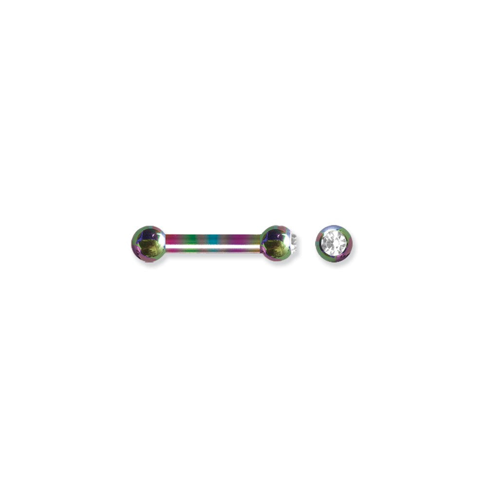 Plated SGSS BB w Press Fit Gem Ball 10G (2.6mm) 5/8 (15mm) Long w/ 1 6m