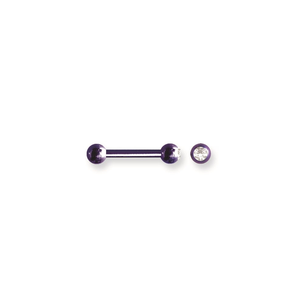 Plated SGSS BB w Press Fit Gem Ball 12G (2mm) 5/8 (15mm) Long w/ 1 6mm