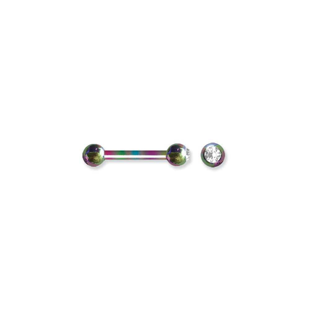 Plated SGSS BB w Press Fit Gem Ball 12G (2mm) 5/8 (15mm) Long w/ 1 6mm