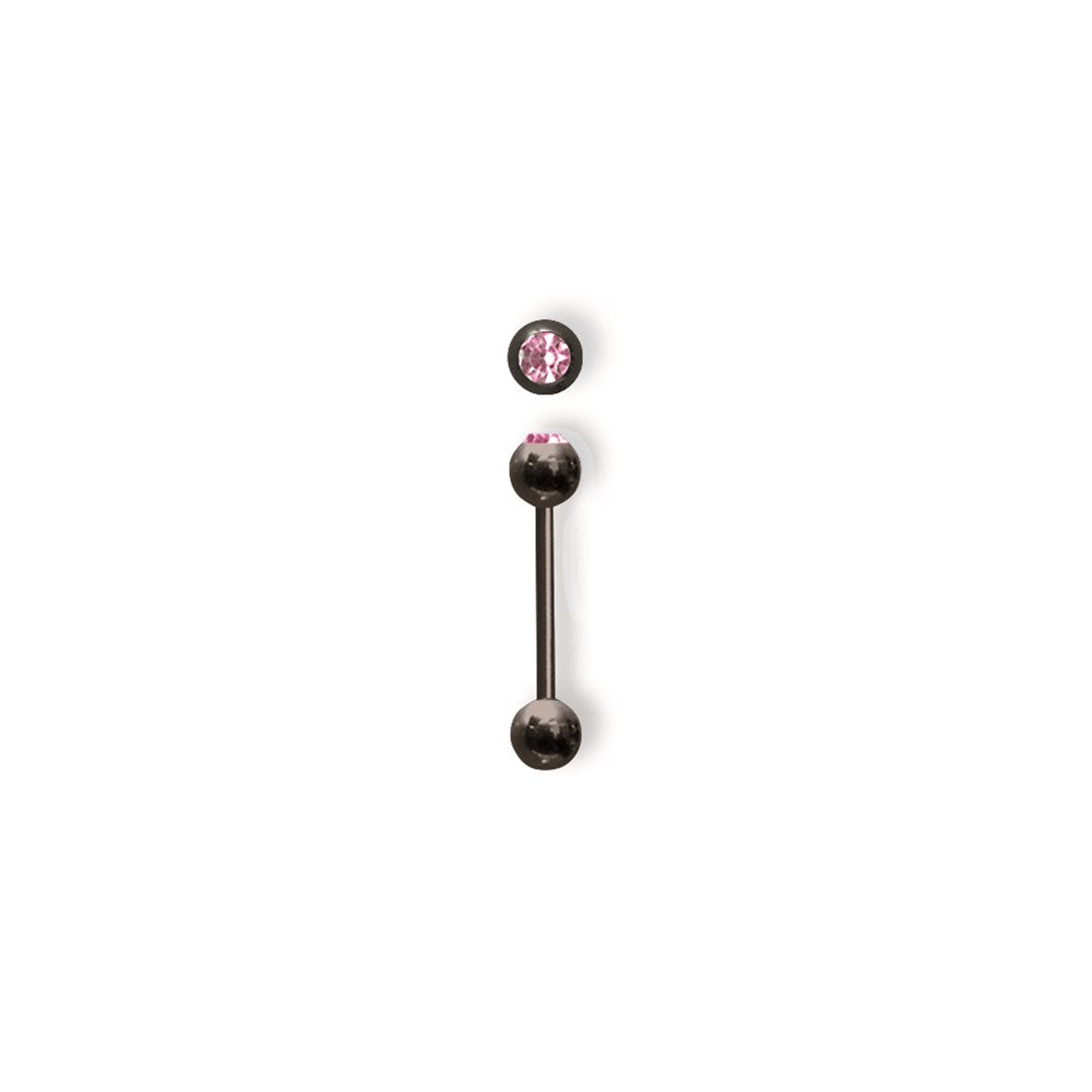 Plated SGSS BB w Press Fit Gem Ball 14G 5/8 Long w/ 1 6mm Gem Ball & 1