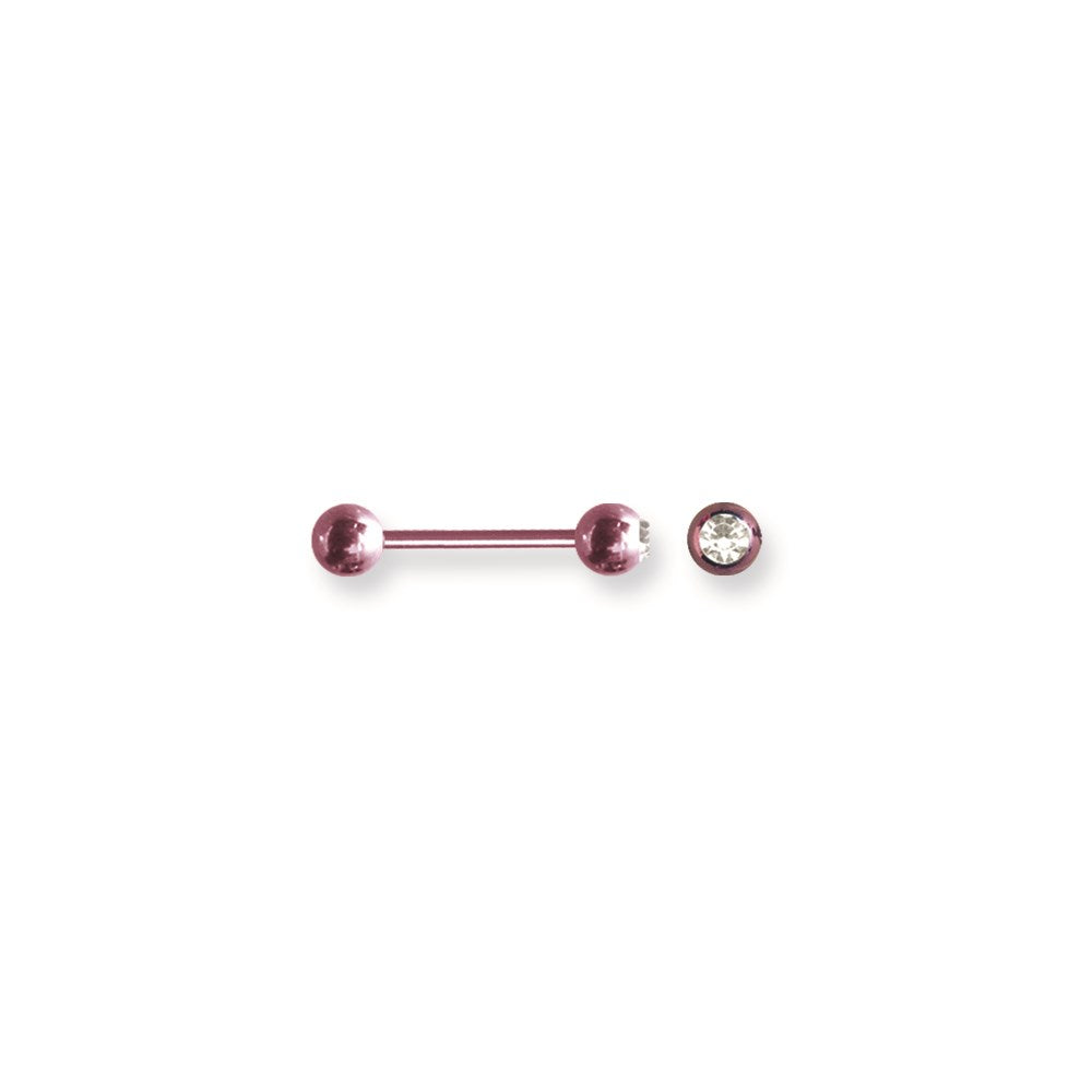 Plated SGSS BB w Press Fit Gem Ball 14G 5/8 Long w/ 1 6mm Gem Ball & 1