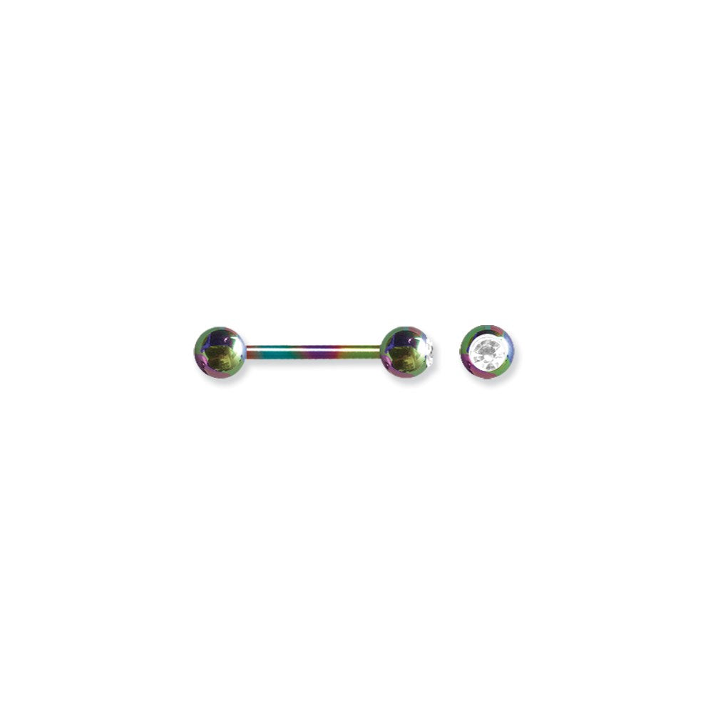 Plated SGSS BB w Press Fit Gem Ball 14G 5/8 Long w/ 1 6mm Gem Ball & 1